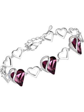 Women's Wine Heart Brass  Healing Stone Crystal Healing Stone Crystal Bracelet